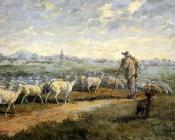 埃米尔查尔斯雅克 - Landscape With A Flock Of Sheep